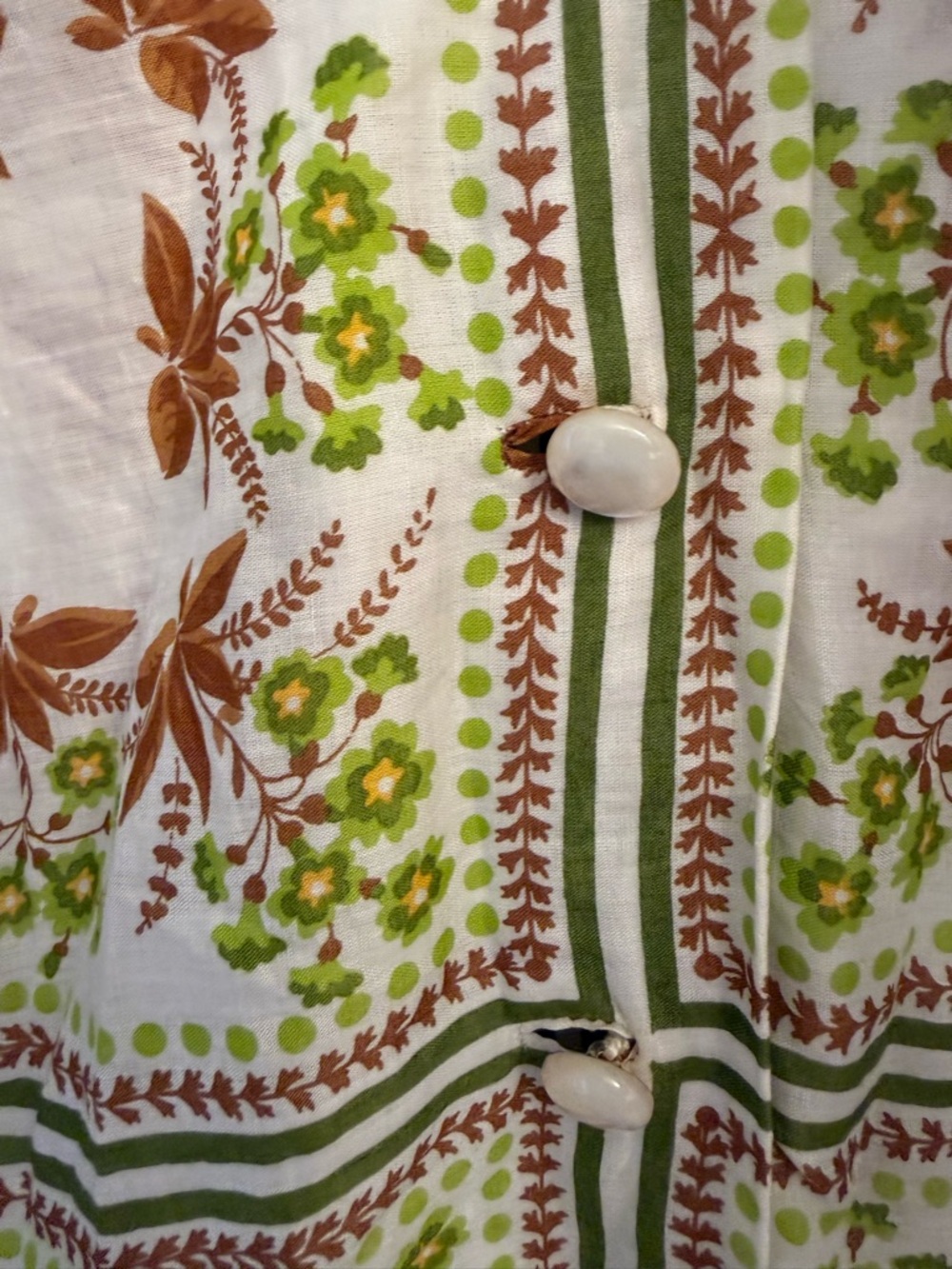 Vintage Flora Luxury Tile Shirtdress💯% Cotton Mother-of-Pearl Button Size: 8-10 - Picture 9 of 17